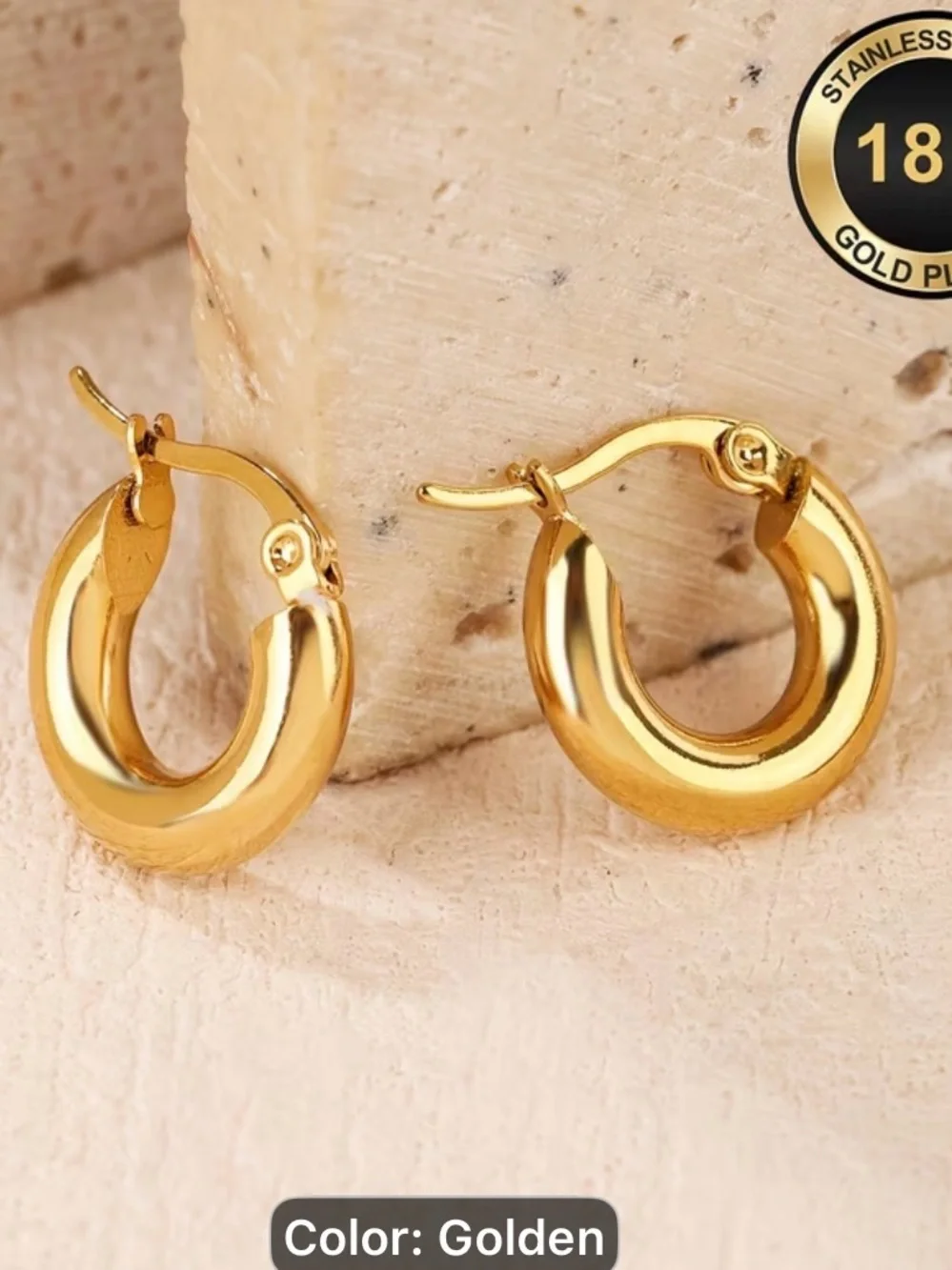 High quality Stainless Steel Gold-Plated HypoallerEarrings- Chunky 83.48gal